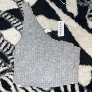 La hearts one shoulder crop top
